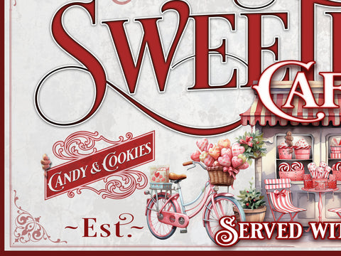 here Canvas Family Name Sweetheart Cafe Valentine's Day Sign | Valentine Decor | Personalized Sweetheart Sign | Valentine's Sign | Valentine's Day Sign