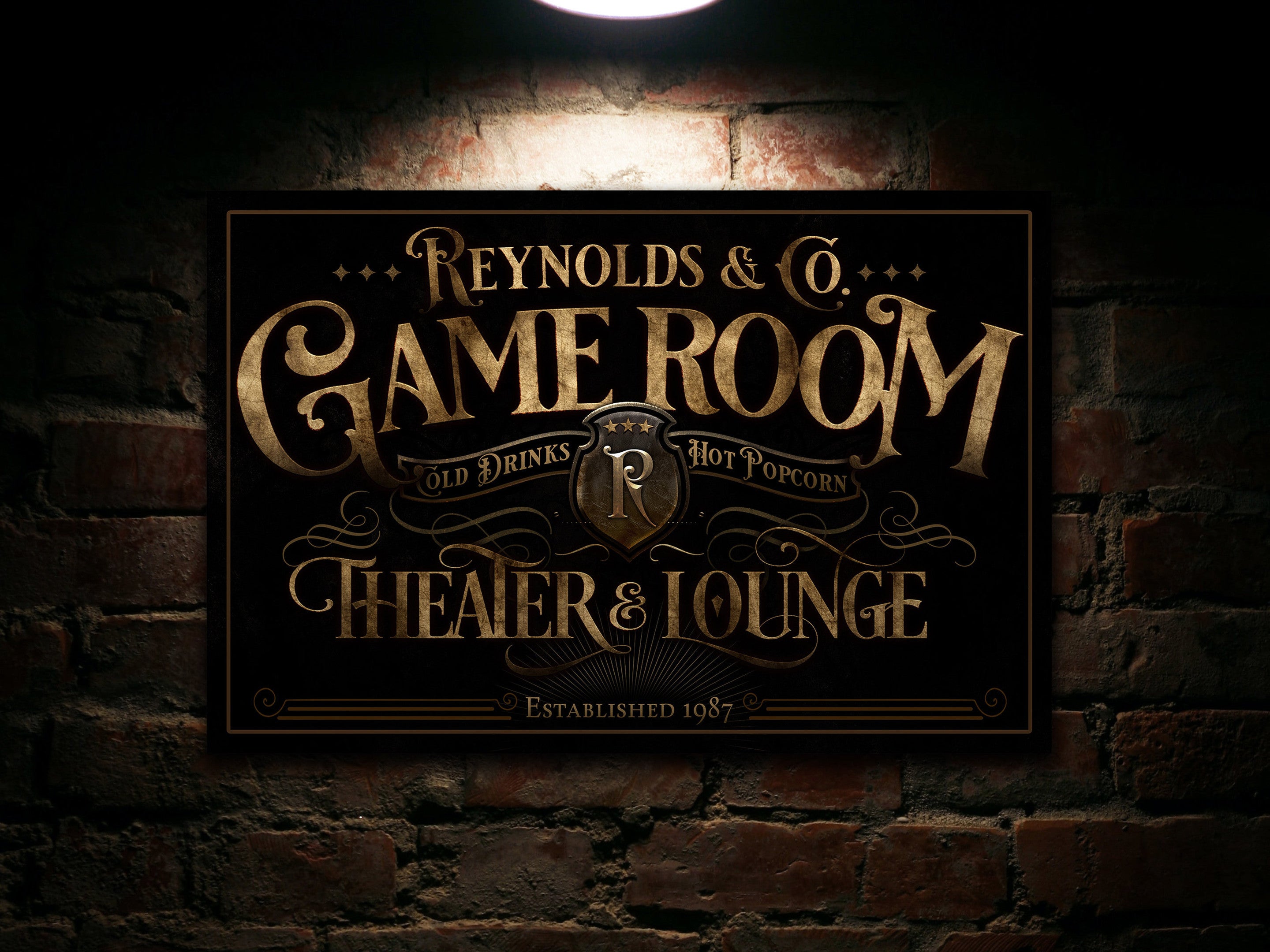 here Canvas Personalized Home Theater Lounge | Theater and Lounge Sign | Family Theater Decor | Game Room Sign | Modern Farmhouse | Large Metal Sign