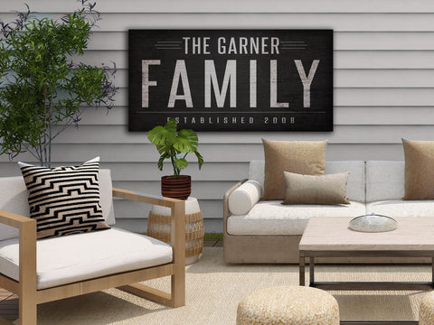 here Canvas Dark Family Name Sign | Rustic Family Sign | Large Personalized Family Name Sign | Large Canvas Wall Art | Large Metal Wall Art | #FP2345