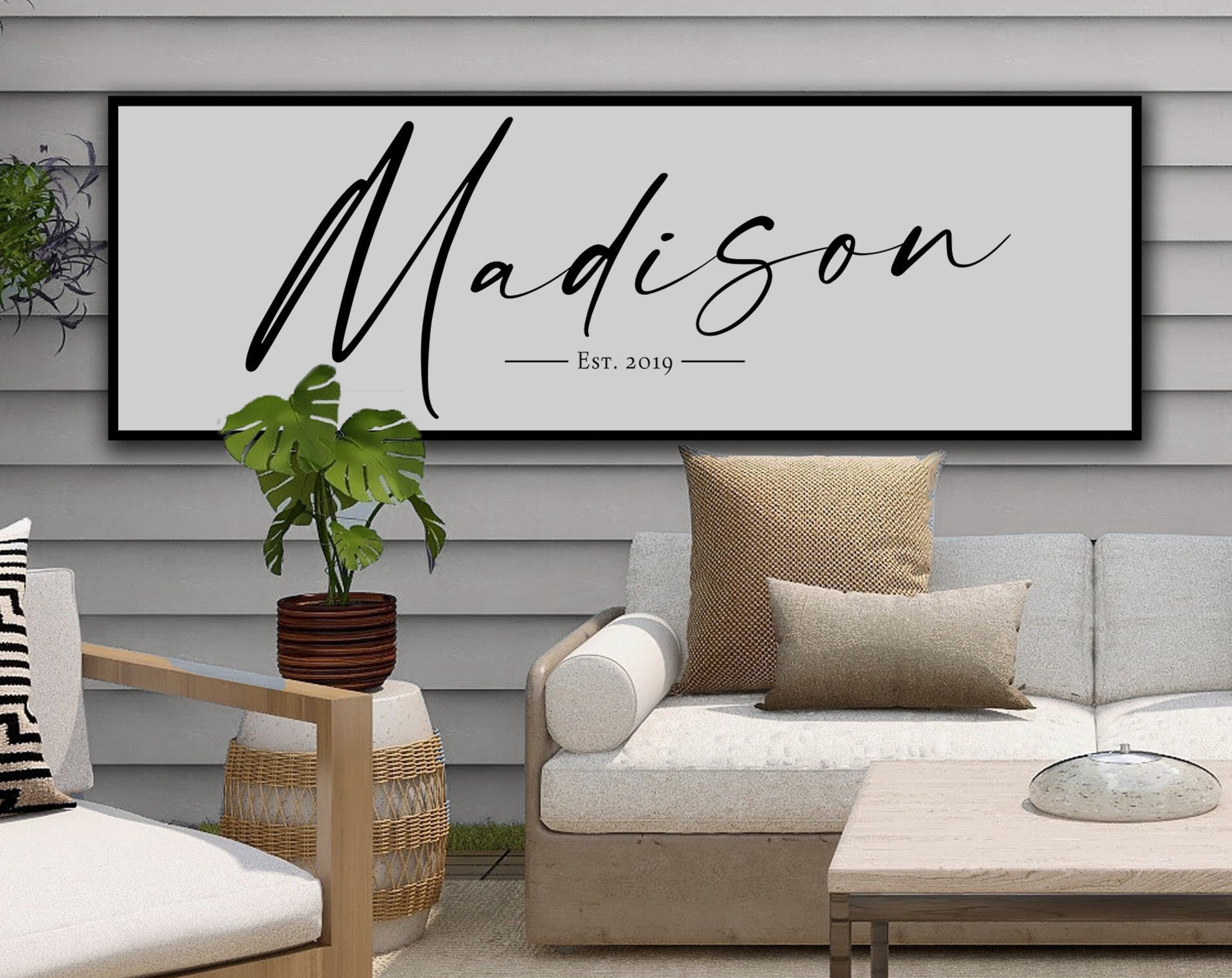 here Canvas Personalized Last Name Sign | Family Name Wall Art | Custom Name Sign | Last Name Establish Date | Large Canvas Print | Large Metal Print