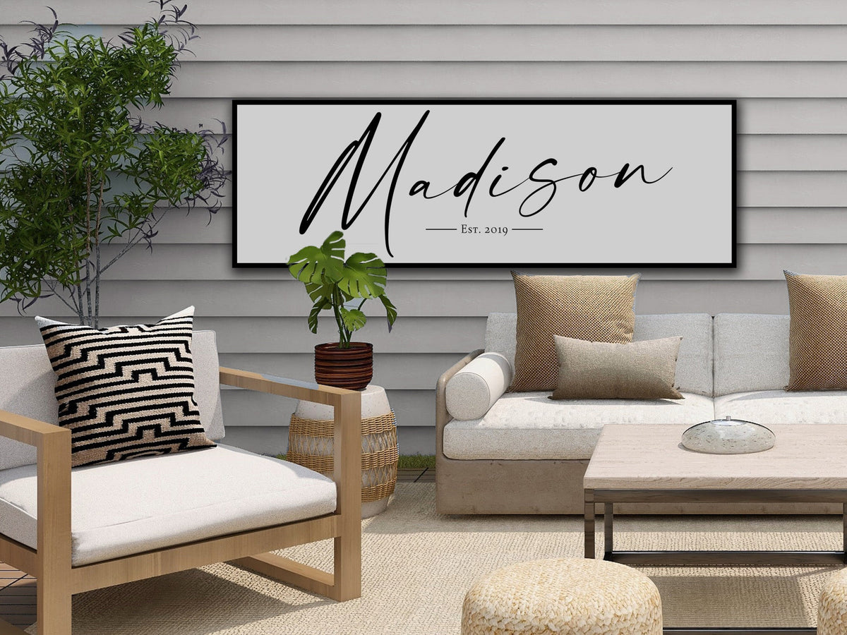 here Canvas Personalized Last Name Sign | Family Name Wall Art | Custom Name Sign | Last Name Establish Date | Large Canvas Print | Large Metal Print