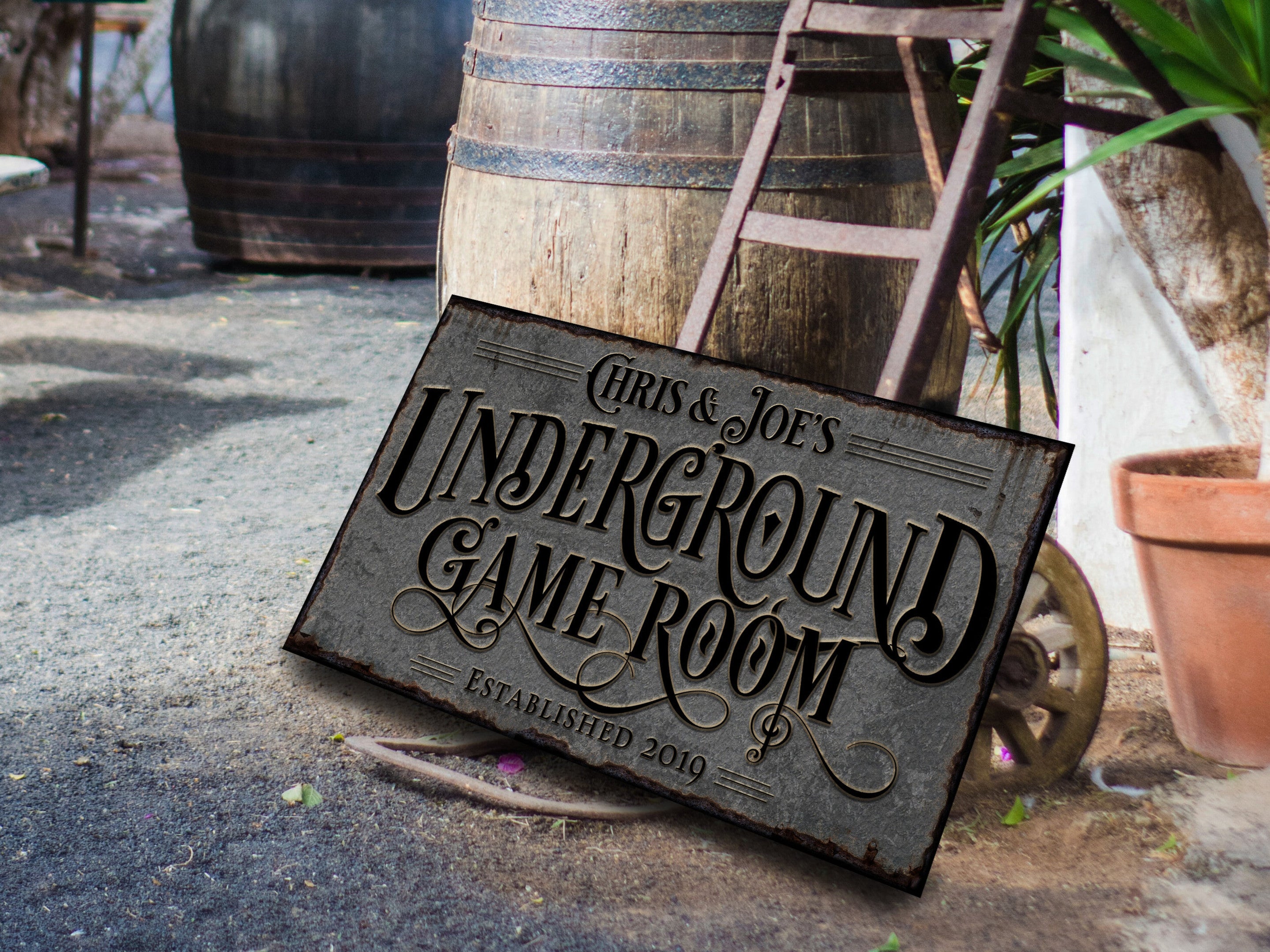 here Canvas Basement Game Room Sign | Personalized Game Room Sign | Lower Level Sign | Man Cave Decor | Customized Game Room Sign for Lower Level