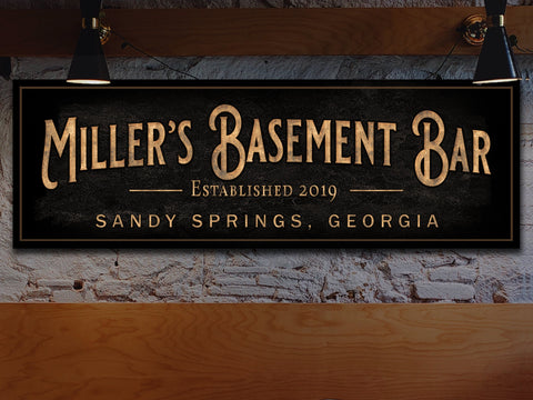 Personalized Basement Bar Sign | Custom Bar Sign | Custom Basement Bar Sign | Bar Sign for Home | Large Bar on Canvas | Large Bar on Metal