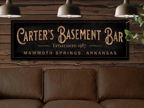 Personalized Basement Bar Sign | Custom Bar Sign | Custom Basement Bar Sign | Bar Sign for Home | Large Bar on Canvas | Large Bar on Metal