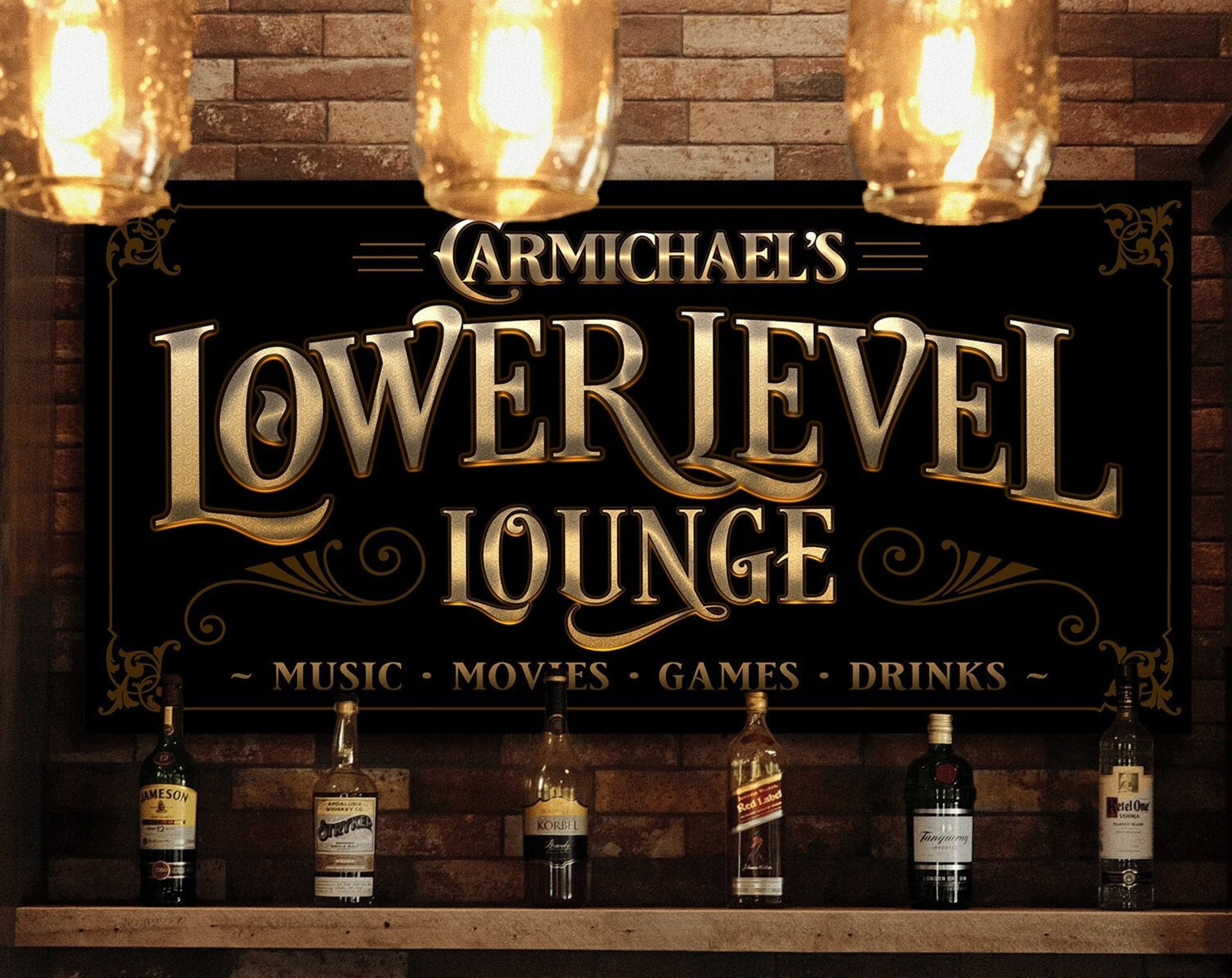 here Canvas Lower Level Bar Sign | Personalized Bar Sign | Lower Level Sign | Man Cave Decor | Man Cave Sign