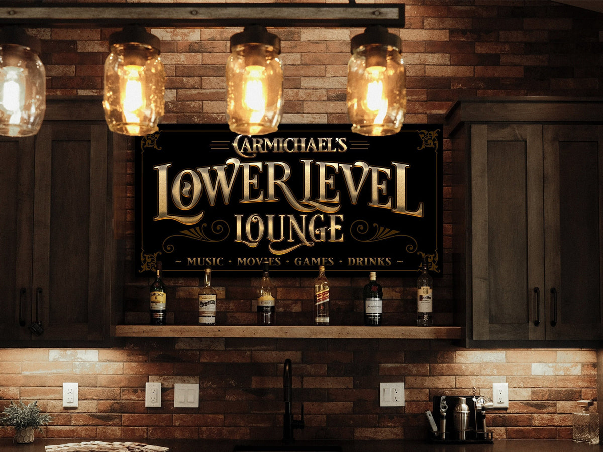 here Canvas Lower Level Bar Sign | Personalized Bar Sign | Lower Level Sign | Man Cave Decor | Man Cave Sign