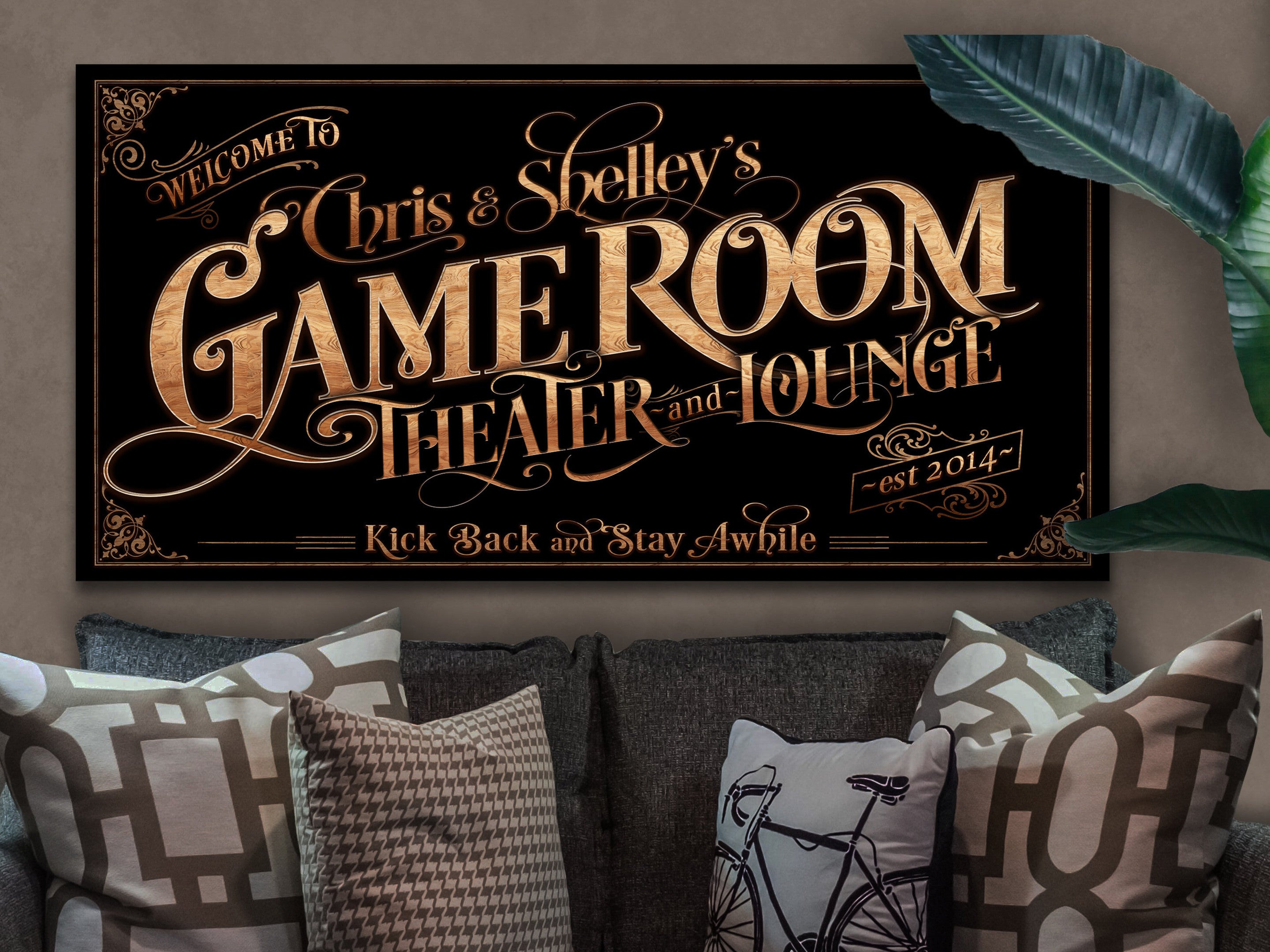 here Canvas Personalized Game Room Sign - Canvas! | Custom Game Room Theater Sign | Farmhouse Sign | Game Room Bar Decor | Custom Theater Sign