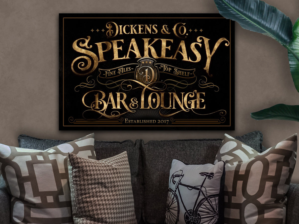 here Canvas Speakeasy Bar & Lounge Sign | Custom Speakeasy Sign | Family Bar Sign | Family Name Sign | Personalized Bar Sign | Vintage Sign | Metal Sign