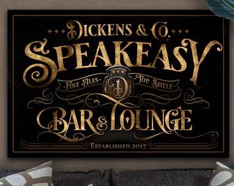 here Canvas Speakeasy Bar & Lounge Sign | Custom Speakeasy Sign | Family Bar Sign | Family Name Sign | Personalized Bar Sign | Vintage Sign | Metal Sign