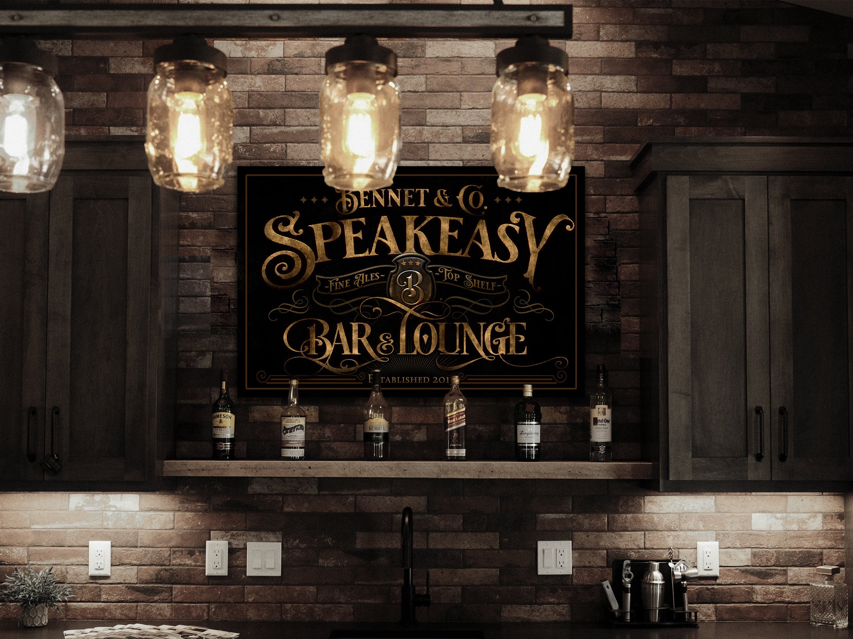 here Canvas Speakeasy Bar & Lounge Sign | Custom Speakeasy Sign | Family Bar Sign | Family Name Sign | Personalized Bar Sign | Vintage Sign | Metal Sign