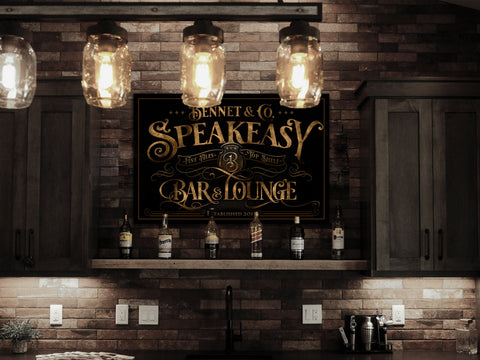 here Canvas Speakeasy Bar & Lounge Sign | Custom Speakeasy Sign | Family Bar Sign | Family Name Sign | Personalized Bar Sign | Vintage Sign | Metal Sign