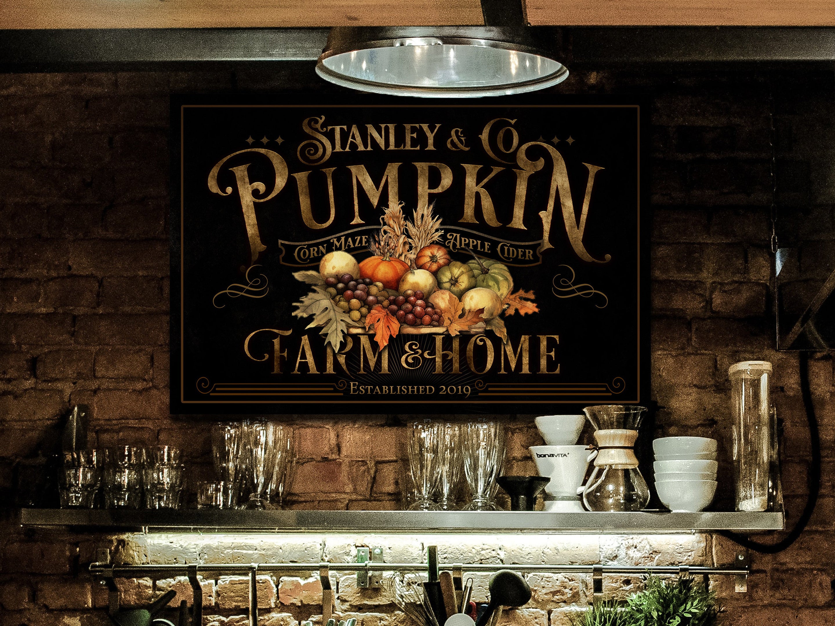 here Canvas Personalized Pumpkin Farm Sign | Farmhouse Pumpkin Sign | Vintage Pumpkin Farm Sign | Large Metal Sign | Large Canvas Sign