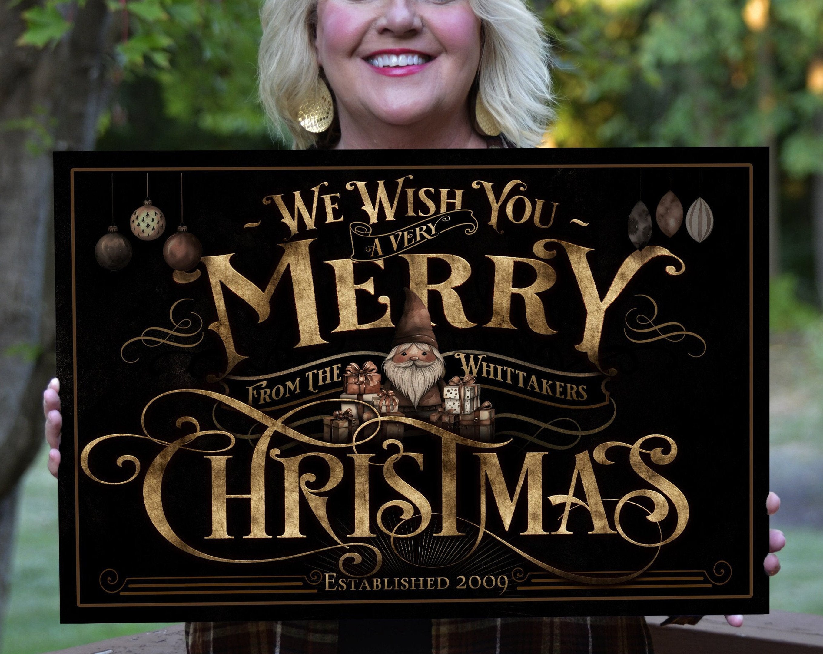 here Canvas Personalized Very Merry Christmas Sign | Farmhouse Merry Christmas Sign | Vintage Christmas Sign | Large Metal Sign | Large Canvas Sign