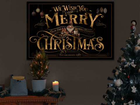 here Canvas Personalized Very Merry Christmas Sign | Farmhouse Merry Christmas Sign | Vintage Christmas Sign | Large Metal Sign | Large Canvas Sign