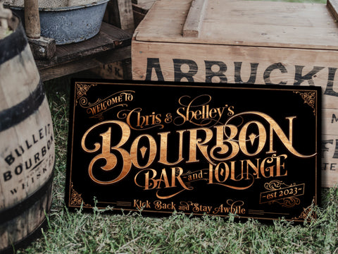 here Canvas Personalized Bourbon Bar Sign - Canvas! | Custom Family Name Sign | Modern Farmhouse Sign | Bourbon Bar Decor | Custom Bourbon Sign