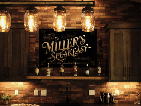 here Canvas Personalized Speakeasy Sign | Custom Name Speakeasy Sign | Family Speakeasy Sign | Name Sign | Modern Farmhouse Decor | Large Metal Sign