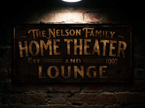 here Canvas Primitive Home Theater and Lounge Sign | Personalized Theater Lounge Sign | Family Theater Sign | Family Name Sign | Home Theater Sign