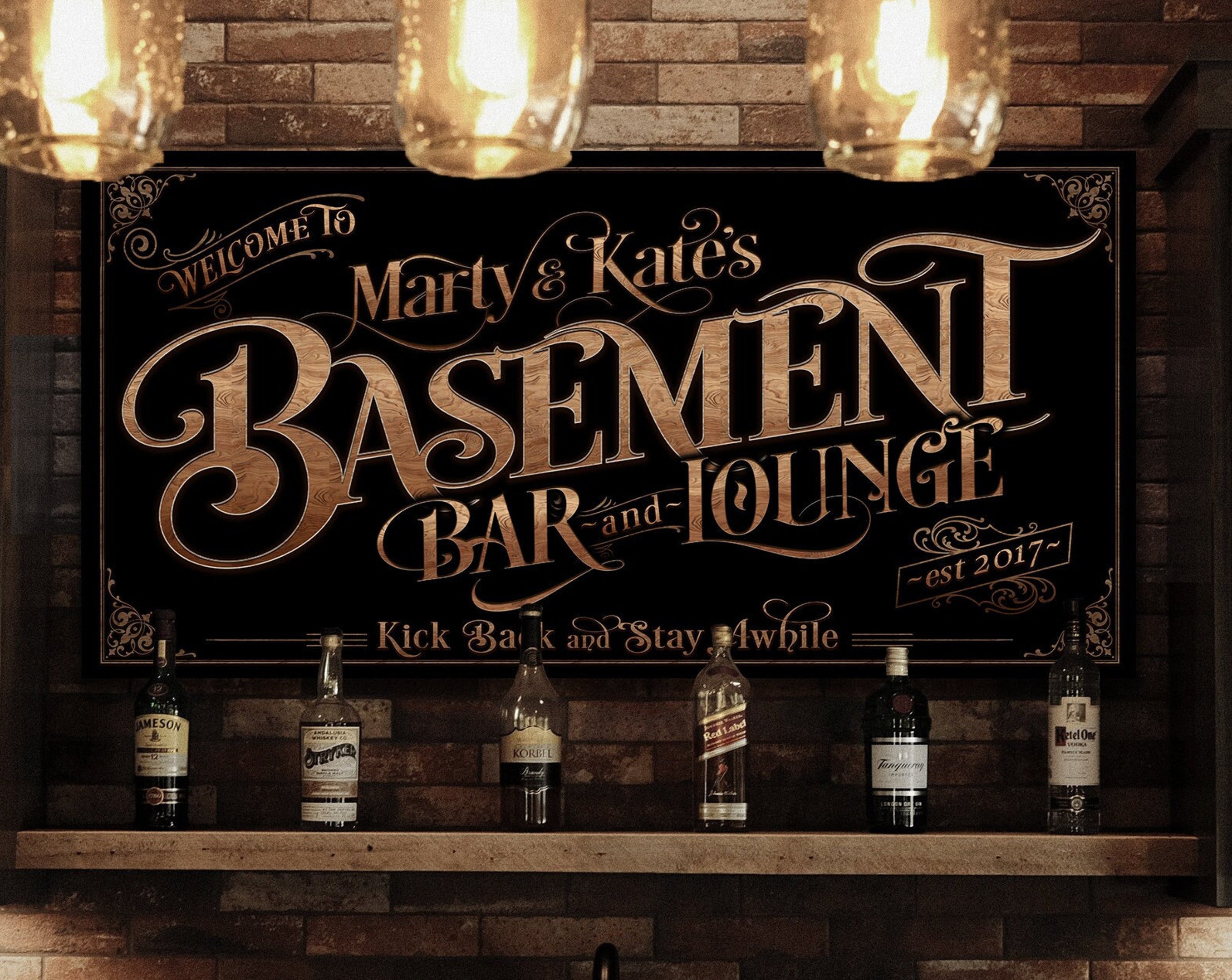 here Canvas Personalized Basement Bar Sign - Canvas! | Custom Bar Sign | Modern Farmhouse Sign | Basement Bar Decor | Custom Basement Sign