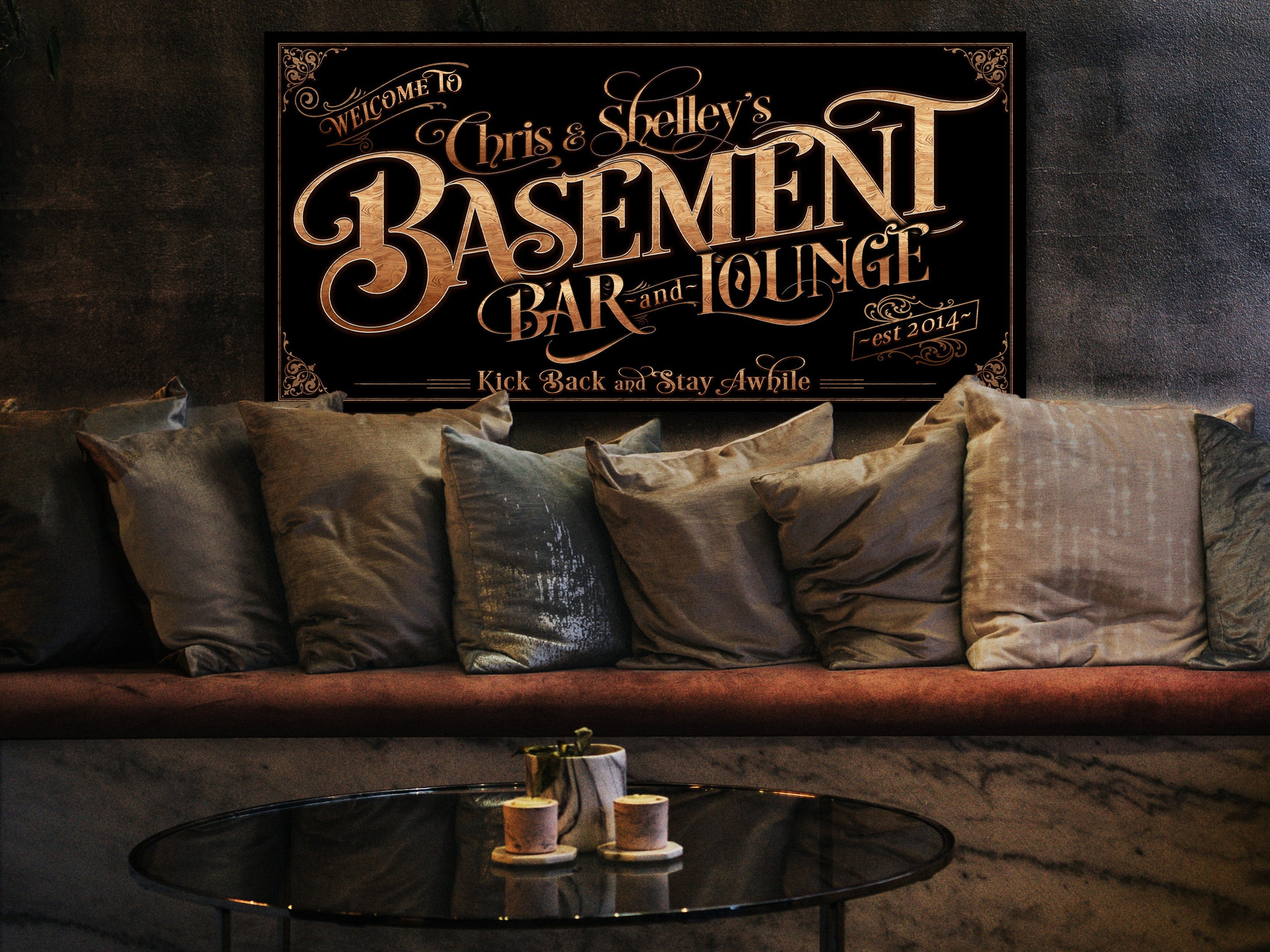 here Canvas Personalized Basement Bar Sign - Canvas! | Custom Bar Sign | Modern Farmhouse Sign | Basement Bar Decor | Custom Basement Sign