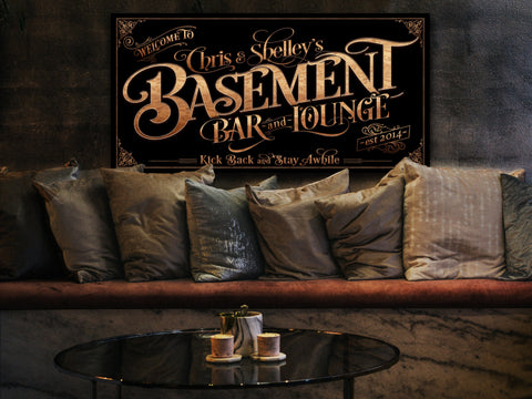 here Canvas Personalized Basement Bar Sign - Canvas! | Custom Bar Sign | Modern Farmhouse Sign | Basement Bar Decor | Custom Basement Sign