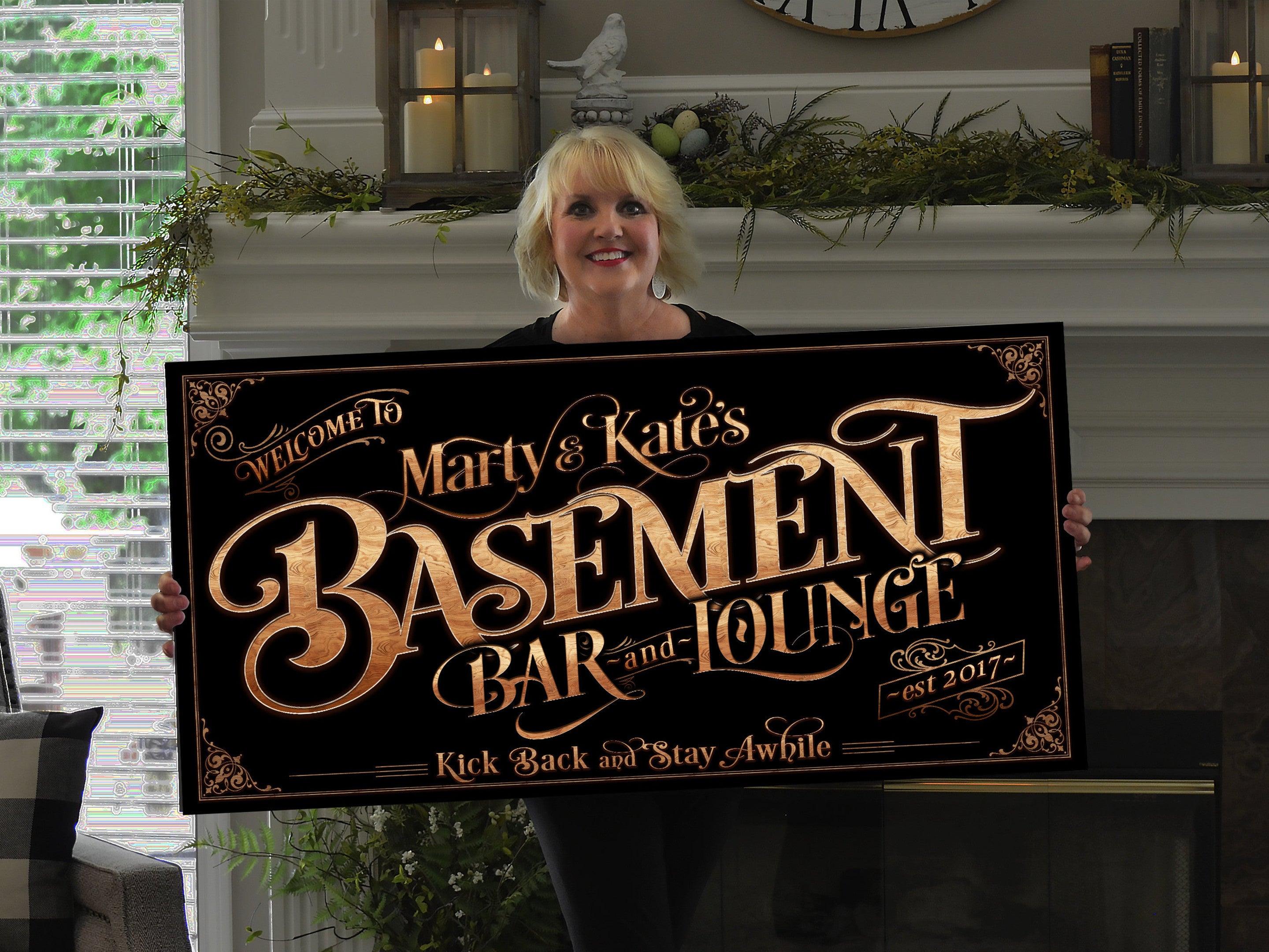 here Canvas Personalized Basement Bar Sign - Canvas! | Custom Bar Sign | Modern Farmhouse Sign | Basement Bar Decor | Custom Basement Sign