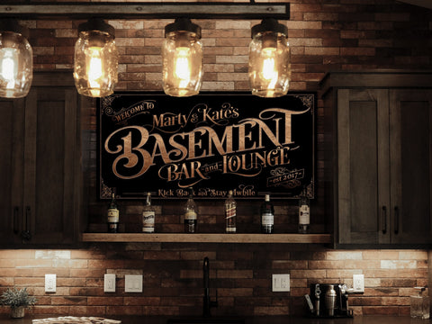 here Canvas Personalized Basement Bar Sign - Canvas! | Custom Bar Sign | Modern Farmhouse Sign | Basement Bar Decor | Custom Basement Sign