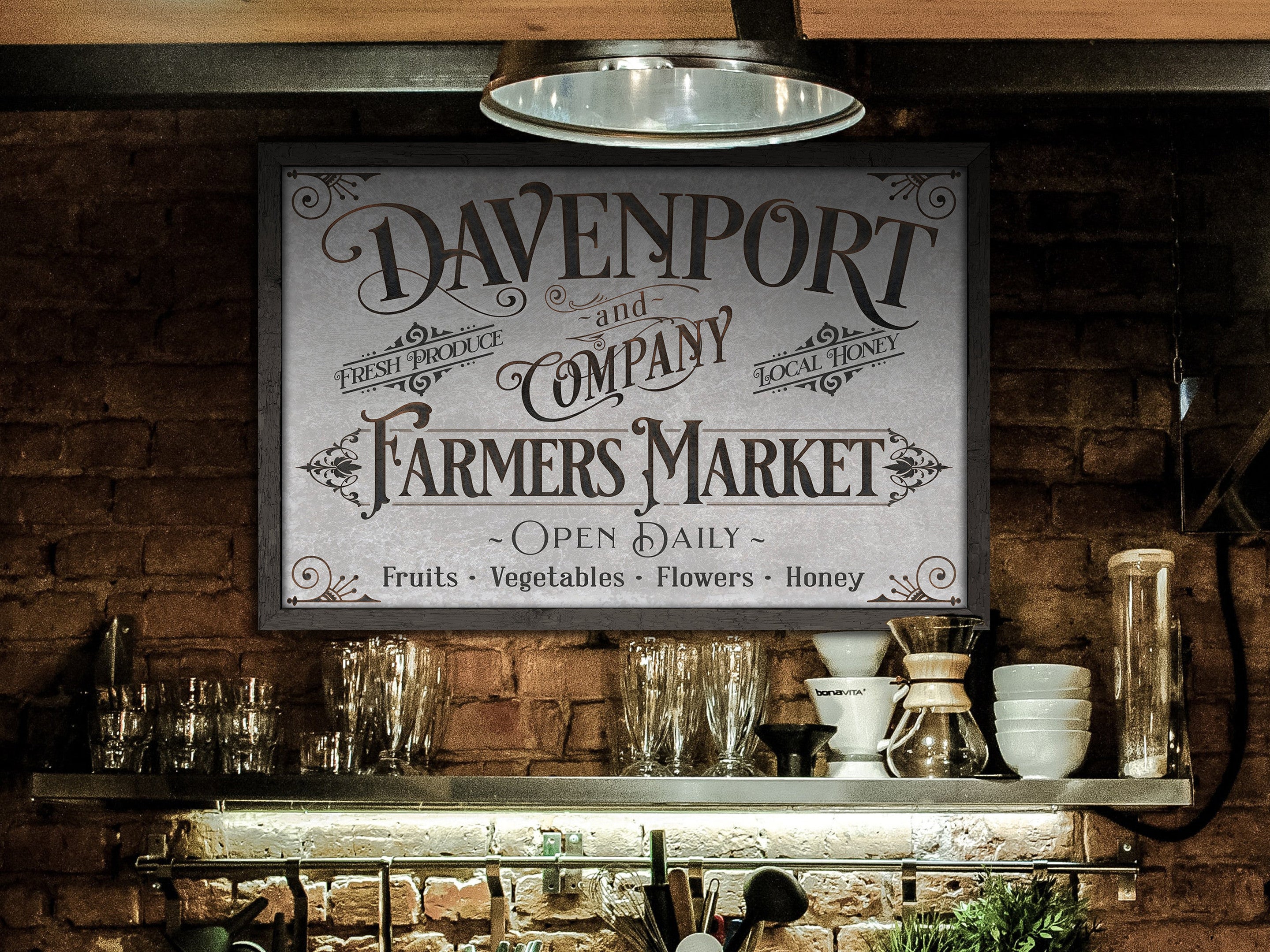 here Canvas Personalized Farmers Market Sign | Family Name Garden Sign | Vegetable Fruit Sign | Family Market Sign | Farmhouse Decor | Local Honey Sign