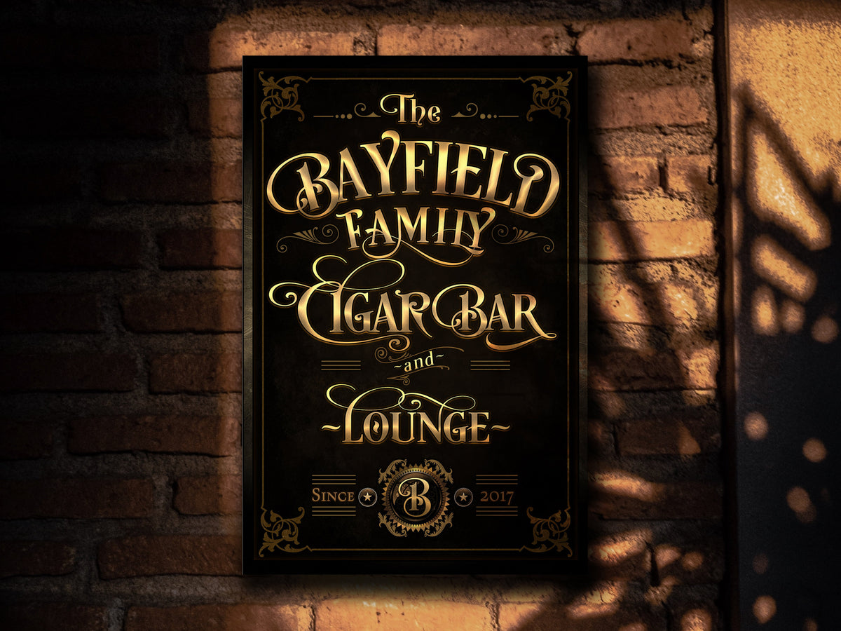 here Canvas Cigar Bar & Lounge Sign, Vertical Bar Wall Decor, Personalized Lounge Sign, Custom Cigar Bar Sign, Family Name Lounge, Large Canvas or Metal