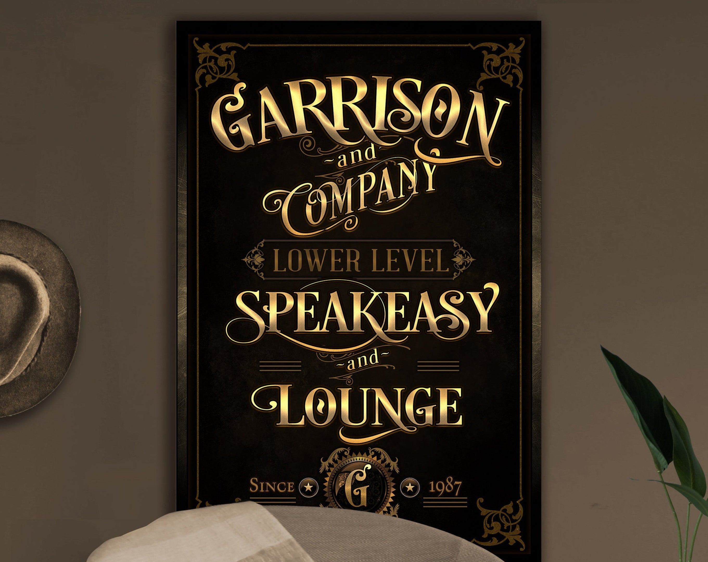 here Canvas Speakeasy Bar Sign, Vertical Bar Wall Decor, Personalized Lounge Sign, Family Lounge Speakeasy , Family Name Speakeasy, Large Canvas & Metal