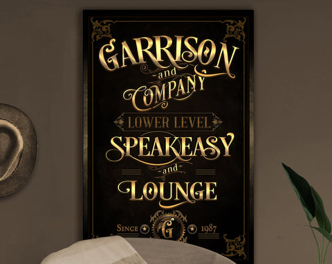 here Canvas Speakeasy Bar Sign, Vertical Bar Wall Decor, Personalized Lounge Sign, Family Lounge Speakeasy , Family Name Speakeasy, Large Canvas & Metal