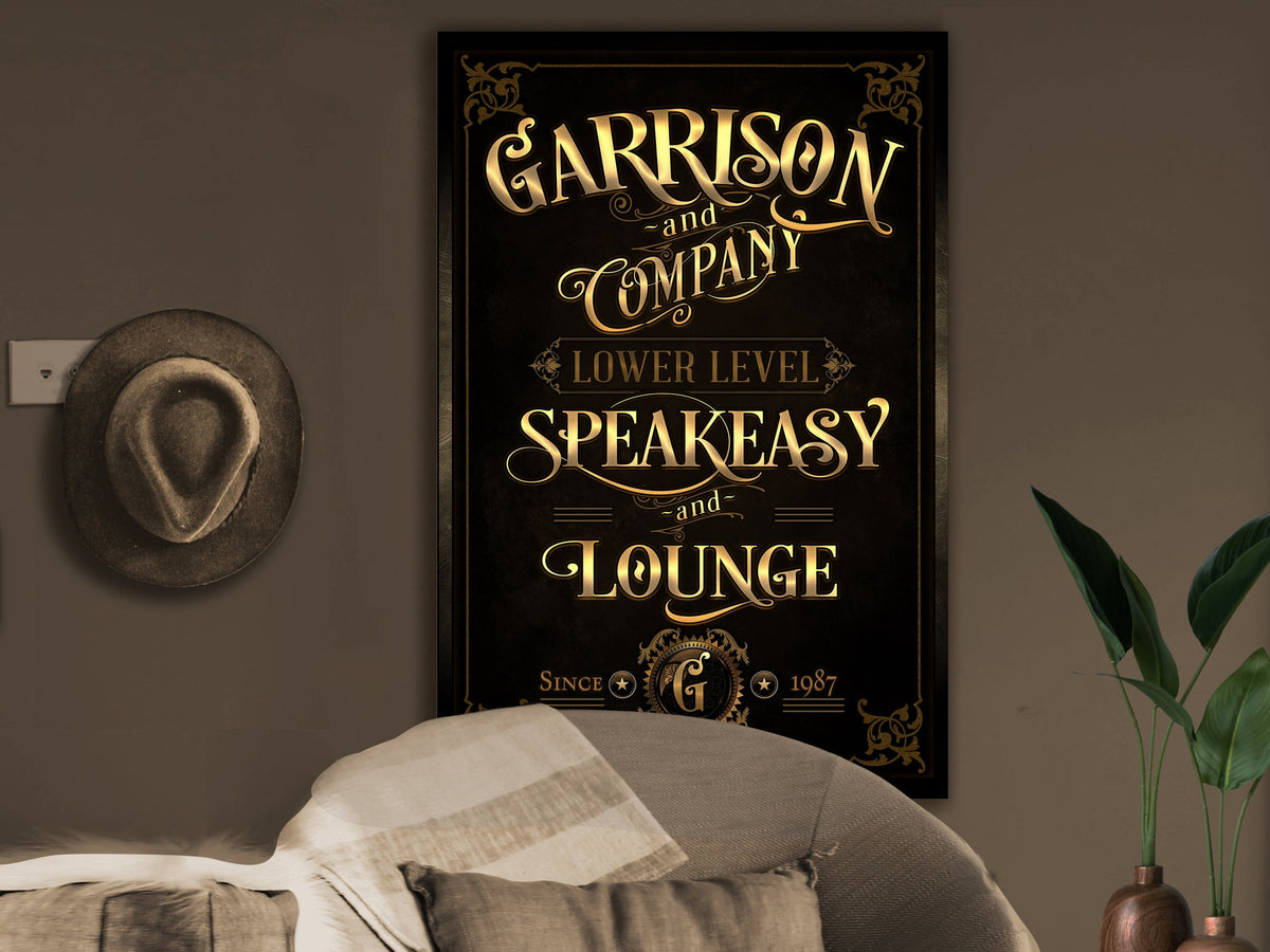 here Canvas Speakeasy Bar Sign, Vertical Bar Wall Decor, Personalized Lounge Sign, Family Lounge Speakeasy , Family Name Speakeasy, Large Canvas & Metal