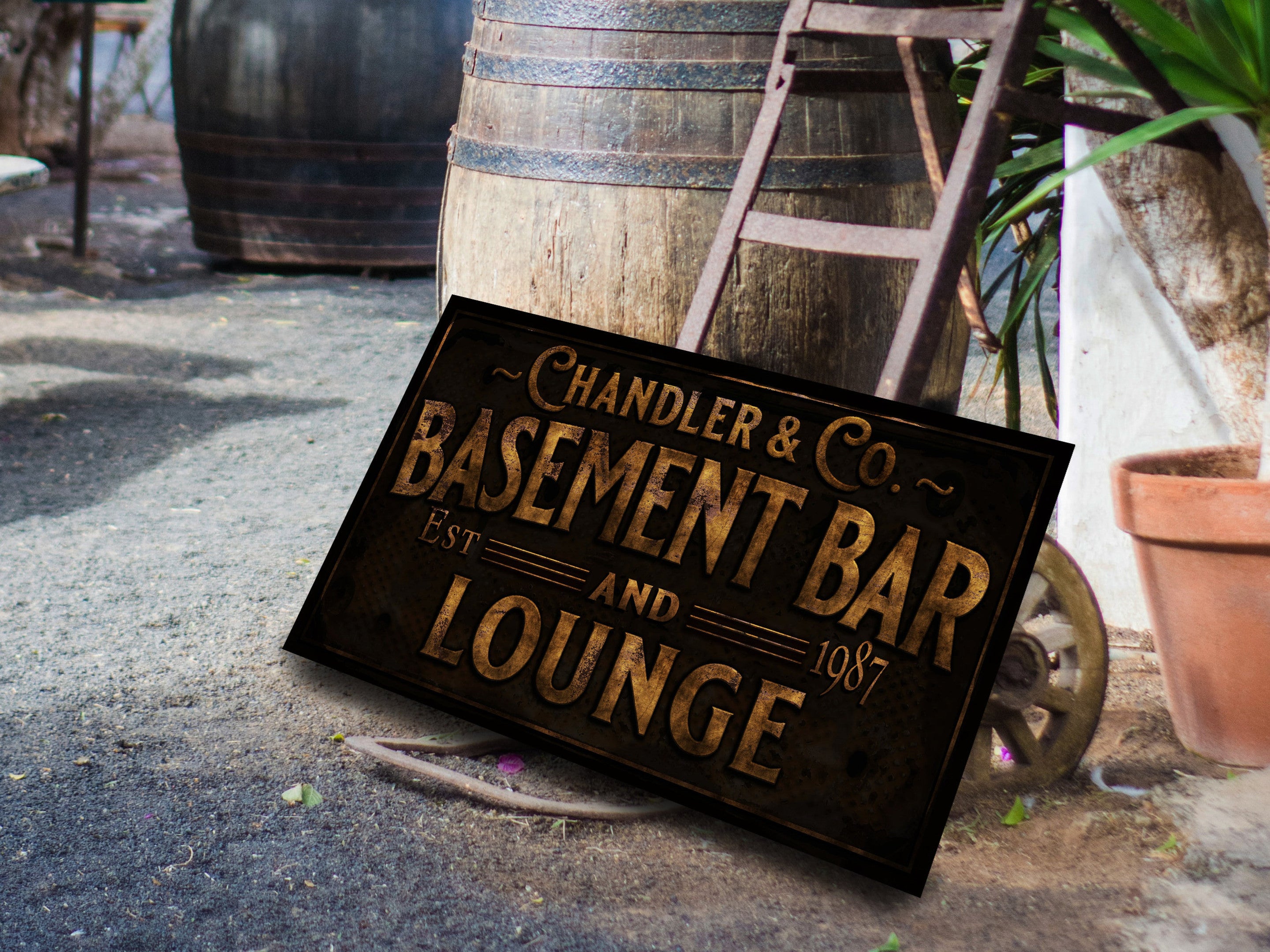 here Canvas Primitive Farmhouse Basement Bar Sign | Personalized Basement Bar Sign | Basement Lounge Sign | Family Name Bar Sign | Family Bar Sign