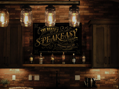 here Canvas Personalized Speakeasy Cigar Parlor Sign | Custom Name Speakeasy Sign | Family Speakeasy Sign | Modern Farmhouse Decor | Large Metal Sign