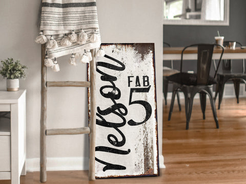 here Canvas Fabulous 'Fab' Family Sign | Vertical White Family Name Sign | Personalized Family Sign | Large Canvas Wall Art | Large Metal Wall Art