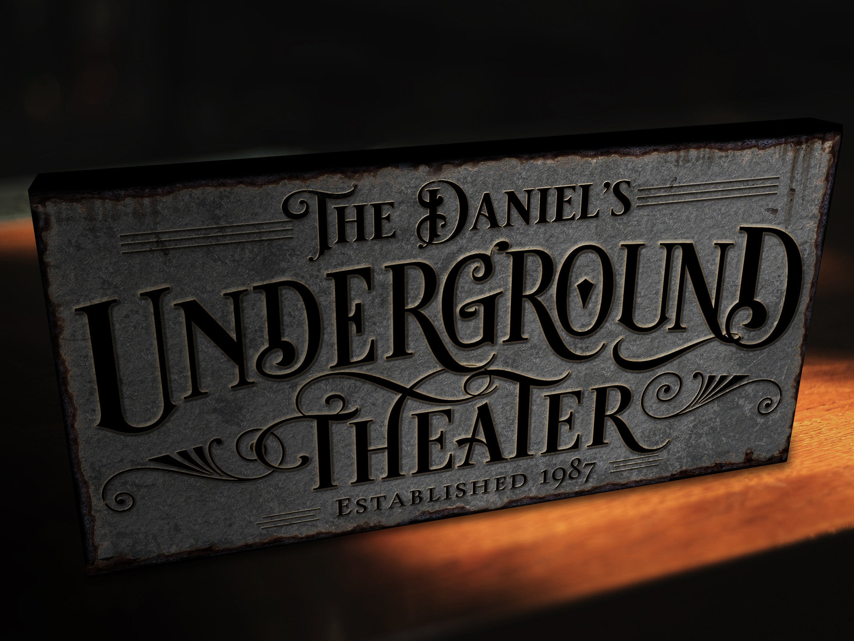 here Canvas Basement Theater Sign | Personalized Theater Sign | Lower Level Sign | Man Cave Decor | Customized Theater Sign for Lower Level Underground