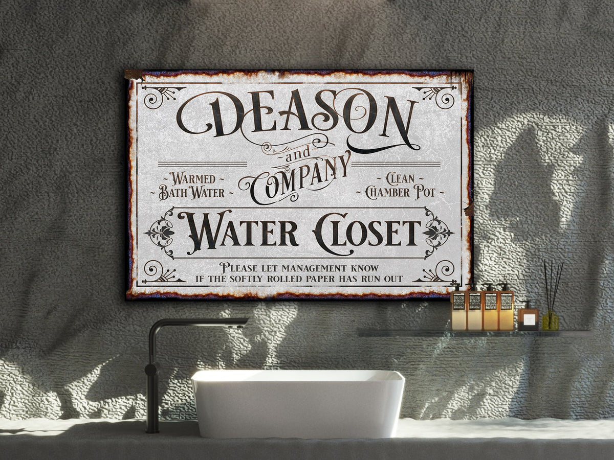 here Canvas Personalized Bathroom Sign | Family Name Company Sign | Bath House Sign | Powder Room Sign | Farmhouse Decor | Distressed Bath Sign