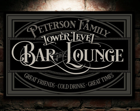 here Canvas Lower Level Bar Sign | Custom Lower Level Bar Sign | Family Bar Sign | Family Name Sign | Personalized Bar Sign | Vintage Sign | Metal Sign