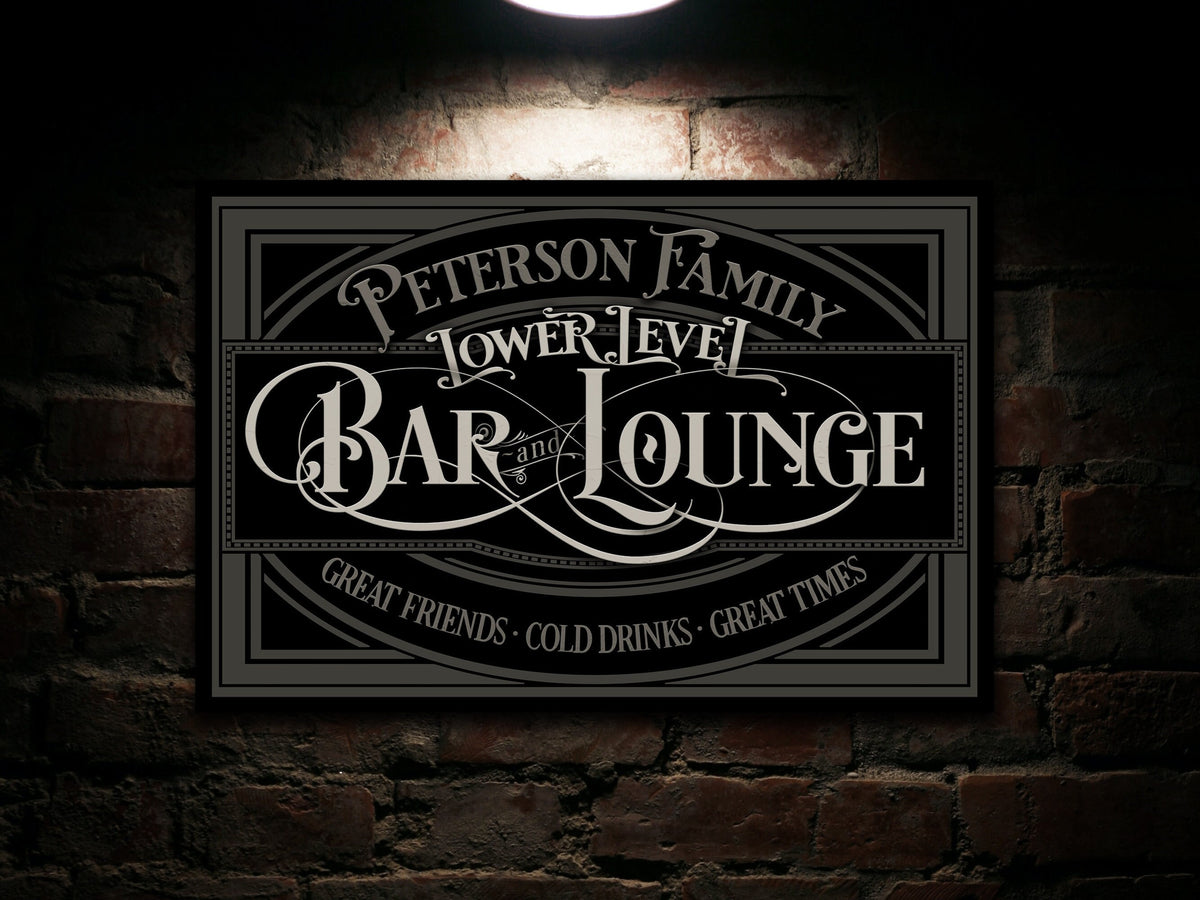 here Canvas Lower Level Bar Sign | Custom Lower Level Bar Sign | Family Bar Sign | Family Name Sign | Personalized Bar Sign | Vintage Sign | Metal Sign