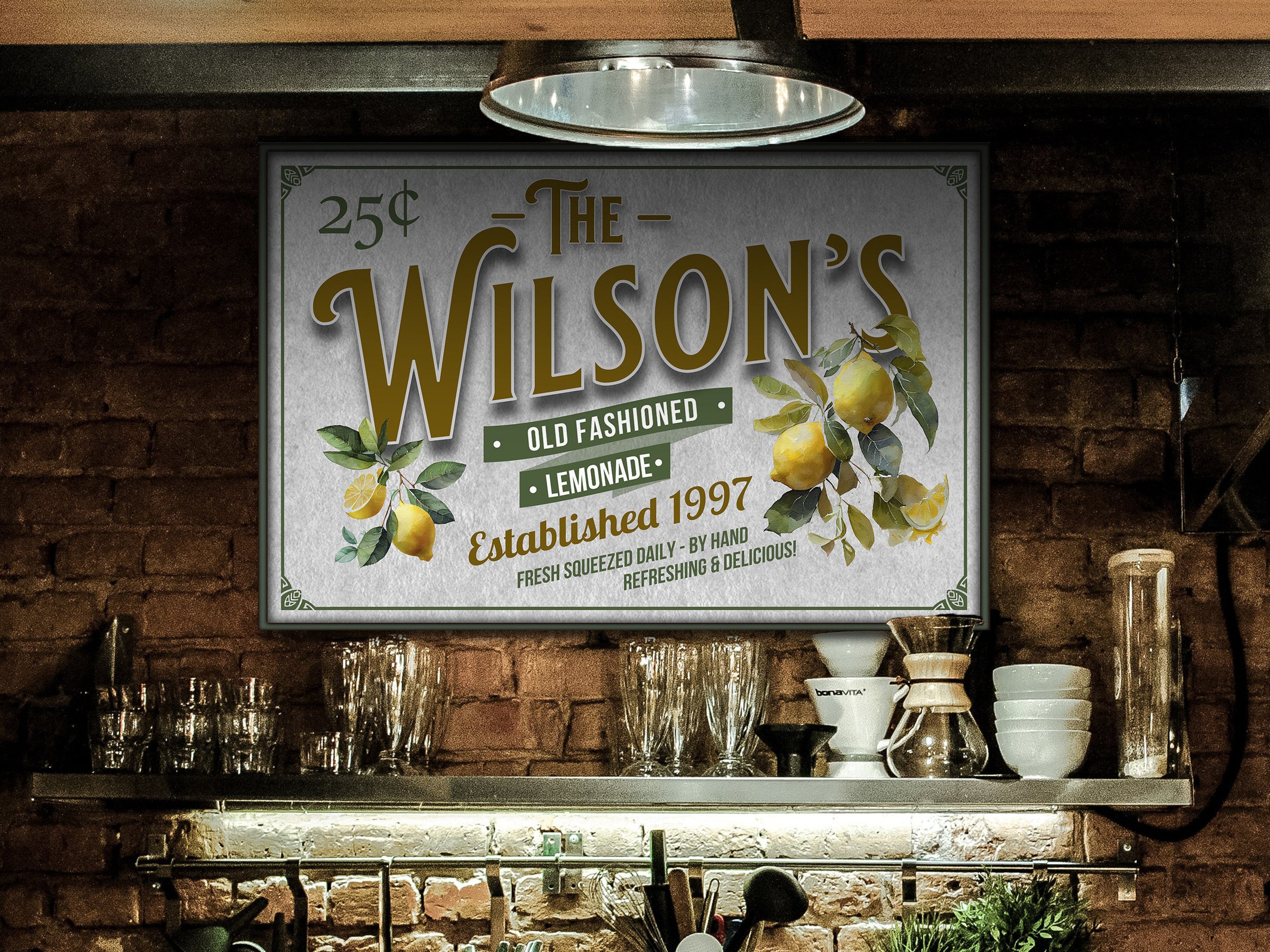 here Canvas Lemon Decor | Lemon Sign | Old Fashioned Lemonade Personalized | Metal Decor | Porch Sign | Summer Sign | Family Name sign | Lemon