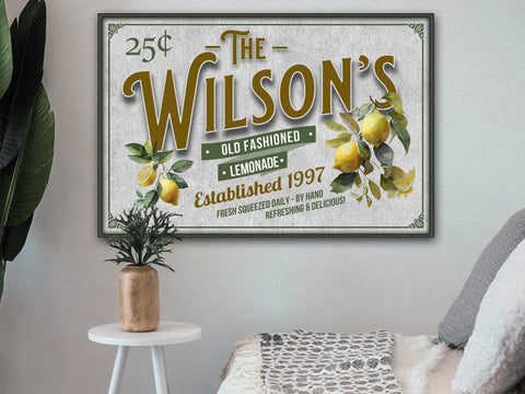 here Canvas Lemon Decor | Lemon Sign | Old Fashioned Lemonade Personalized | Metal Decor | Porch Sign | Summer Sign | Family Name sign | Lemon