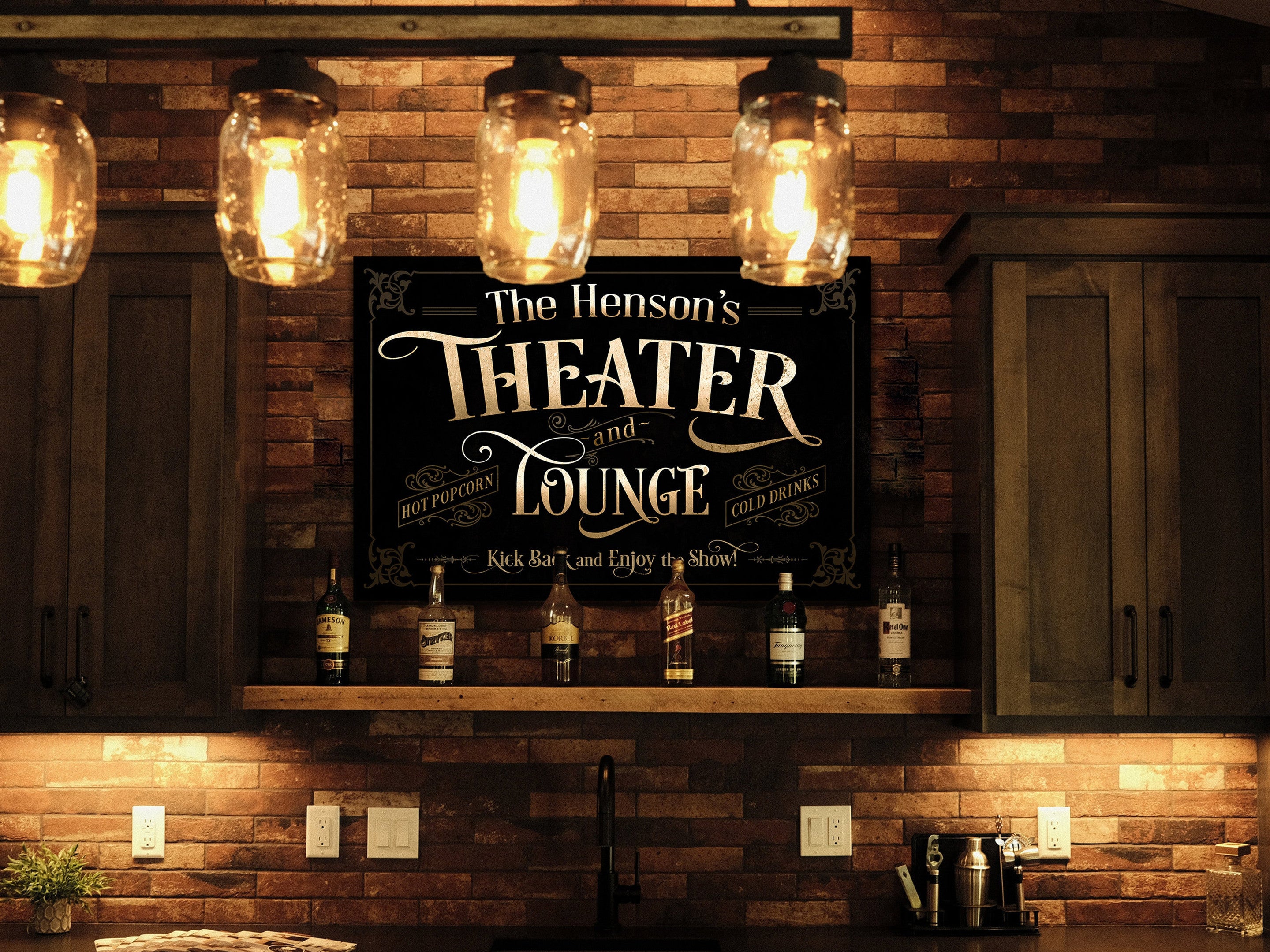 here Canvas Personalized Home Theater Decor | Theater and Lounge Sign | Family Theater Decor | Movie Room Sign | Modern Farmhouse | Large Metal Sign