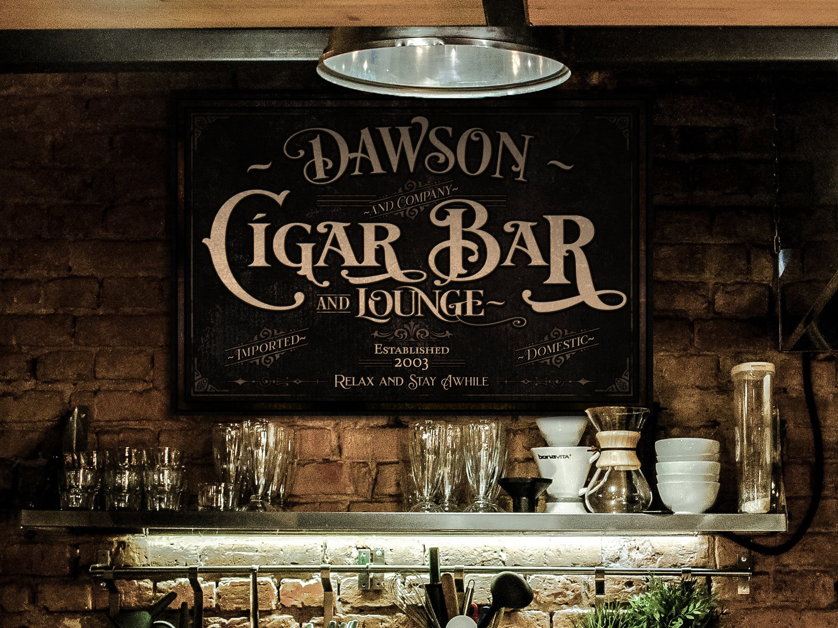 Personalized Cigar Bar Sign Canvas| Cigar Bar and Lounge Sign | Cigar Lounge Sign | Rustic Cigar Sign | Vintage Cigar Bar Sign