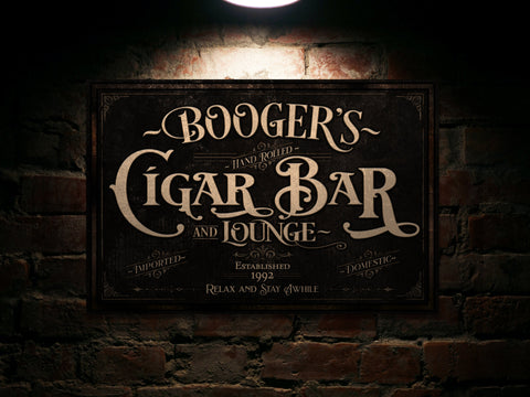 Personalized Cigar Bar Sign Canvas| Cigar Bar and Lounge Sign | Cigar Lounge Sign | Rustic Cigar Sign | Vintage Cigar Bar Sign