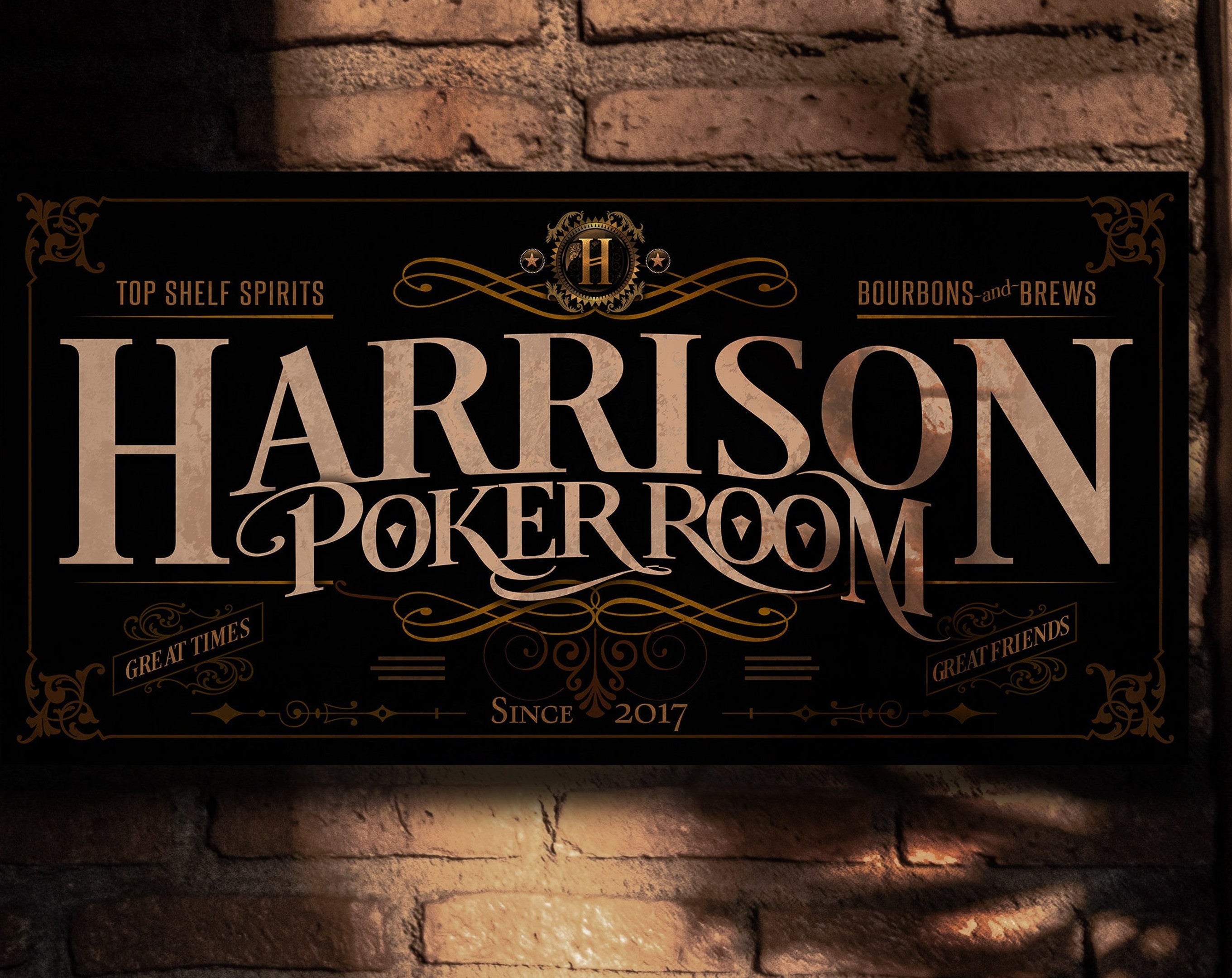 here Canvas Poker Room Sign | Personalized Poker Room Sign | Poker Sign | Family Name Sign | Family Bar Sign