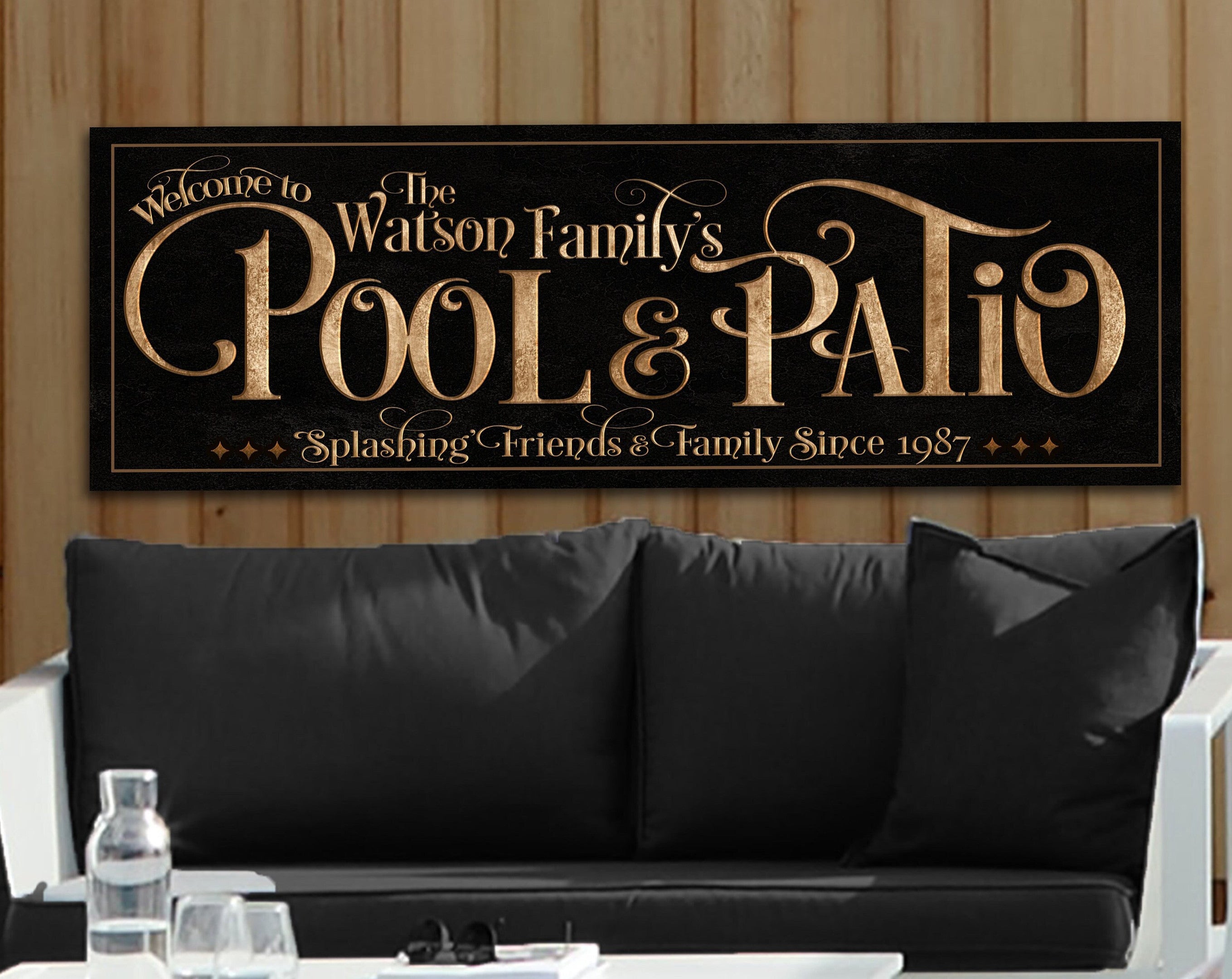 here Canvas Personalized Pool & Patio on Canvas! | New 3:1 Ratio Patio Sign | Custom Pool Patio Sign | Summer Patio Decor | Custom Pool Sign