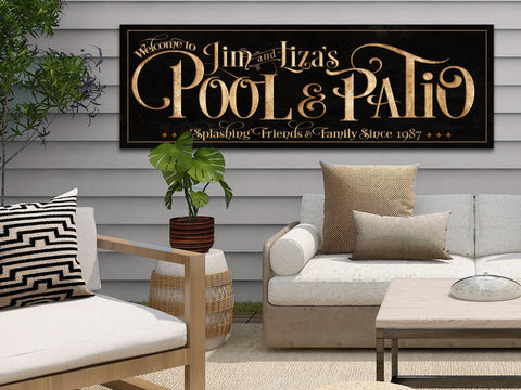 here Canvas Personalized Pool & Patio on Canvas! | New 3:1 Ratio Patio Sign | Custom Pool Patio Sign | Summer Patio Decor | Custom Pool Sign