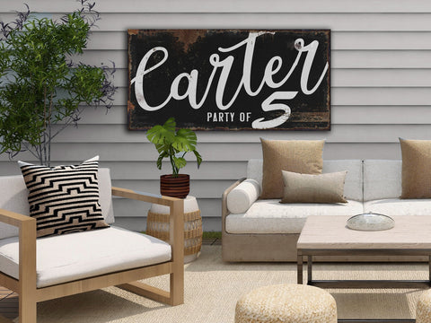 here Canvas Party of Family Sign | Rustic Family Party of Sign | Large Personalized Family Party of Sign | Large Canvas Wall Art | Large Metal Wall Art