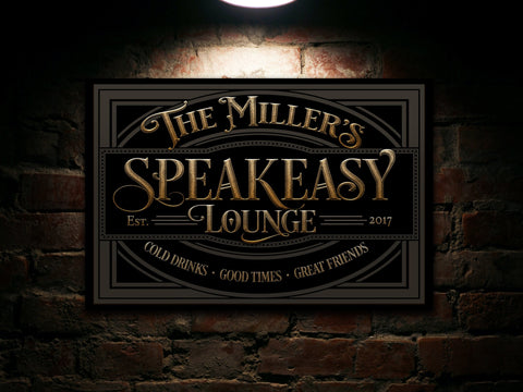 here Canvas Family Name Speakeasy Sign | Custom Speakeasy Sign | Family Bar Sign | Family Name Sign | Personalized Bar Sign | Vintage Sign | Metal Sign