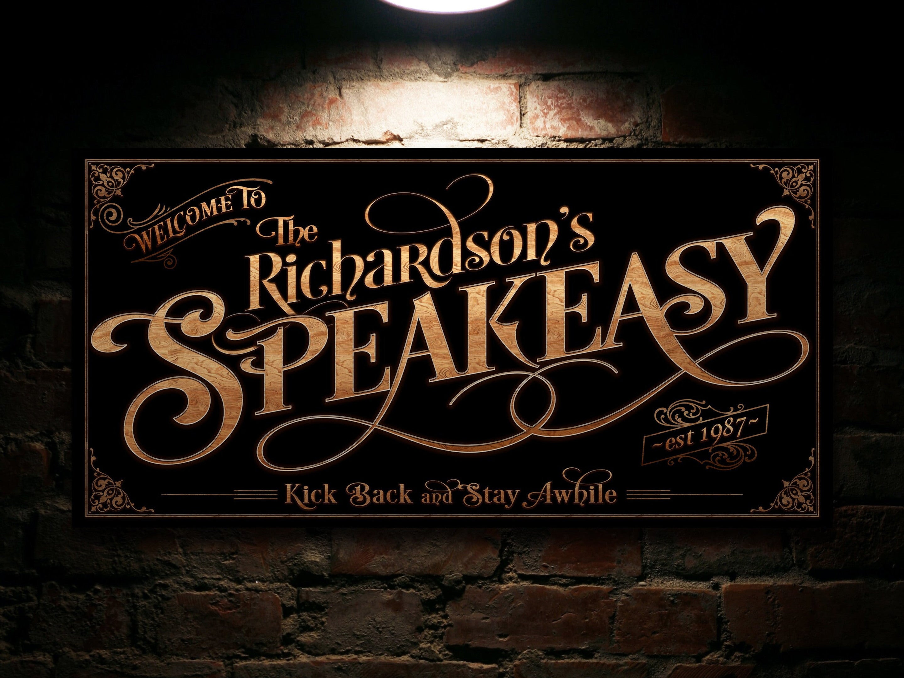 here Canvas Personalized Speakeasy Sign - Canvas! | Custom Speakeasy Family Sign | Farmhouse Sign | Speakeasy Bar Decor | Customized Bar Sign