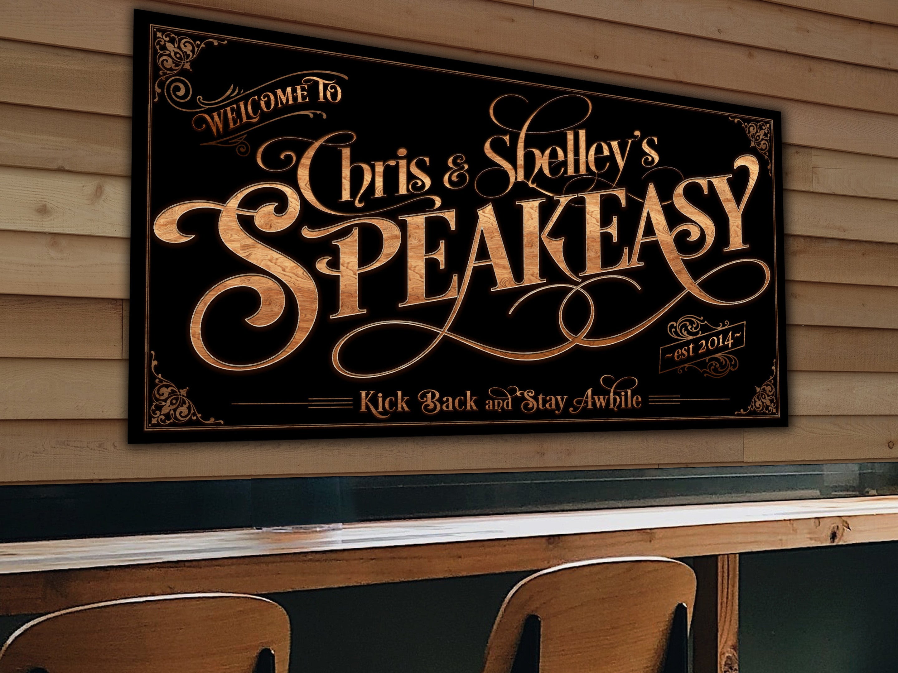 here Canvas Personalized Speakeasy Sign - Canvas! | Custom Speakeasy Family Sign | Farmhouse Sign | Speakeasy Bar Decor | Customized Bar Sign